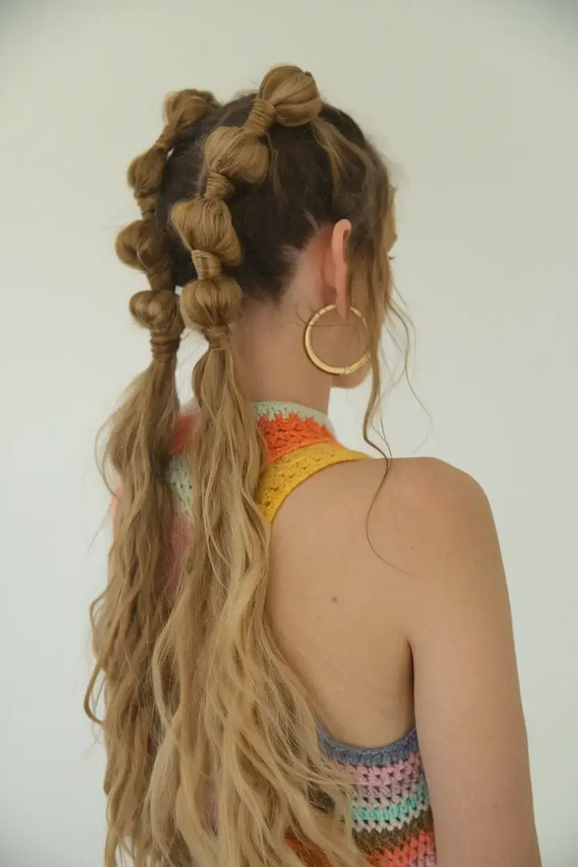 easy and cute july hairstyles for 2025 Bubble Braids The Festival Queen Vibe
