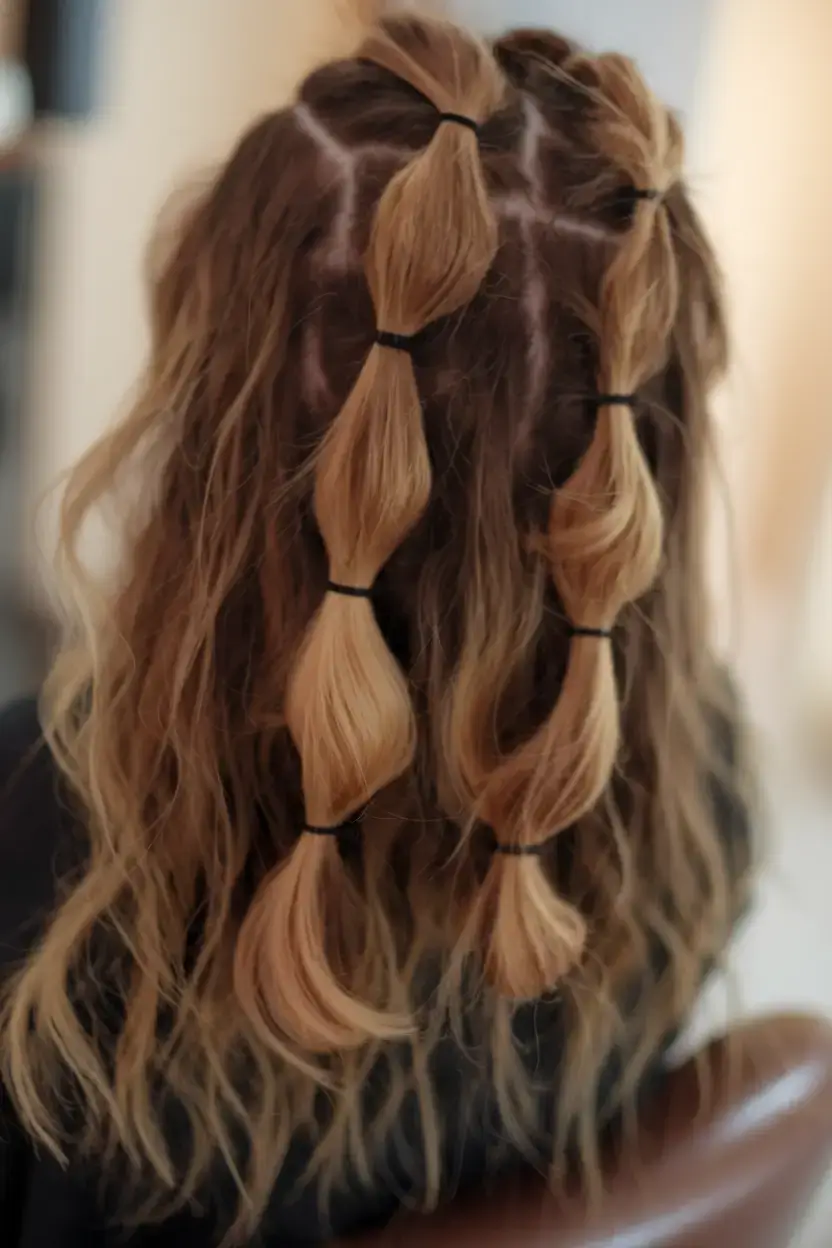 easy and cute july hairstyles for 2025 Playful Mini Bubble Braids