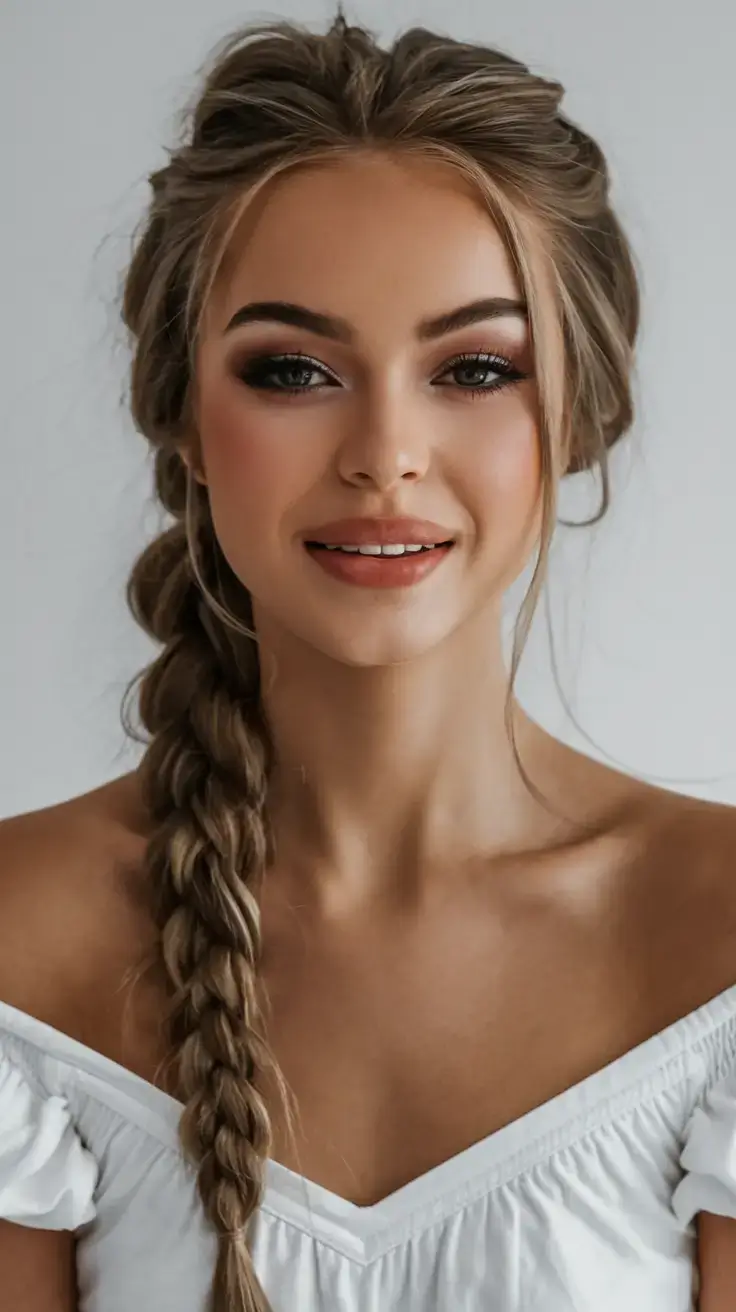 easy and cute july hairstyles for 2025 Soft Side Braid with Romantic Volume