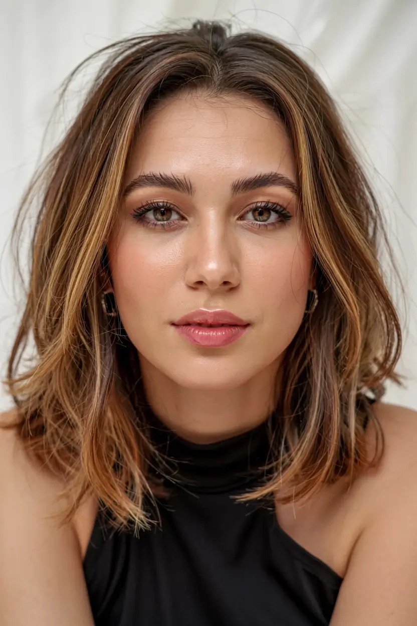 fall 2025 haircuts for women over 40+Piecey Warm Brunette Lob with Soft Volume