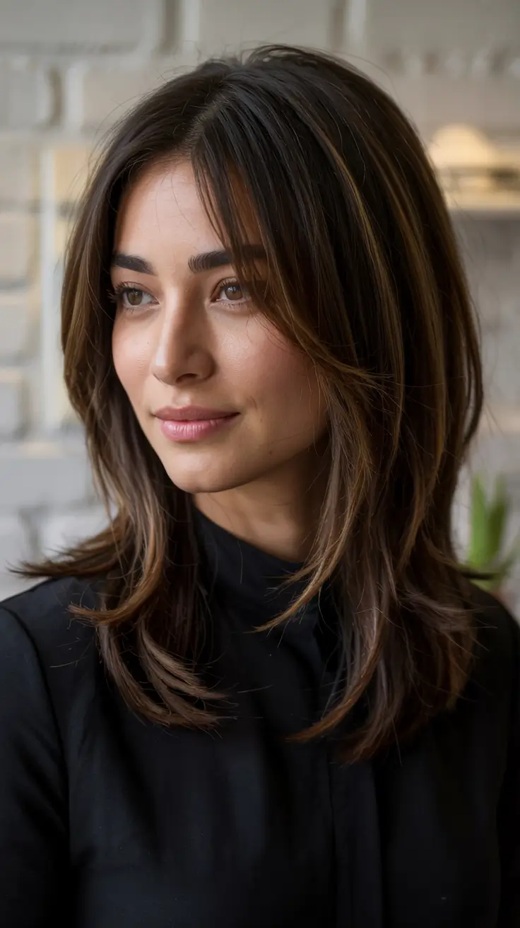 fall 2025 haircuts for women over 40+Sleek Layered Blowout with Soft Framing
