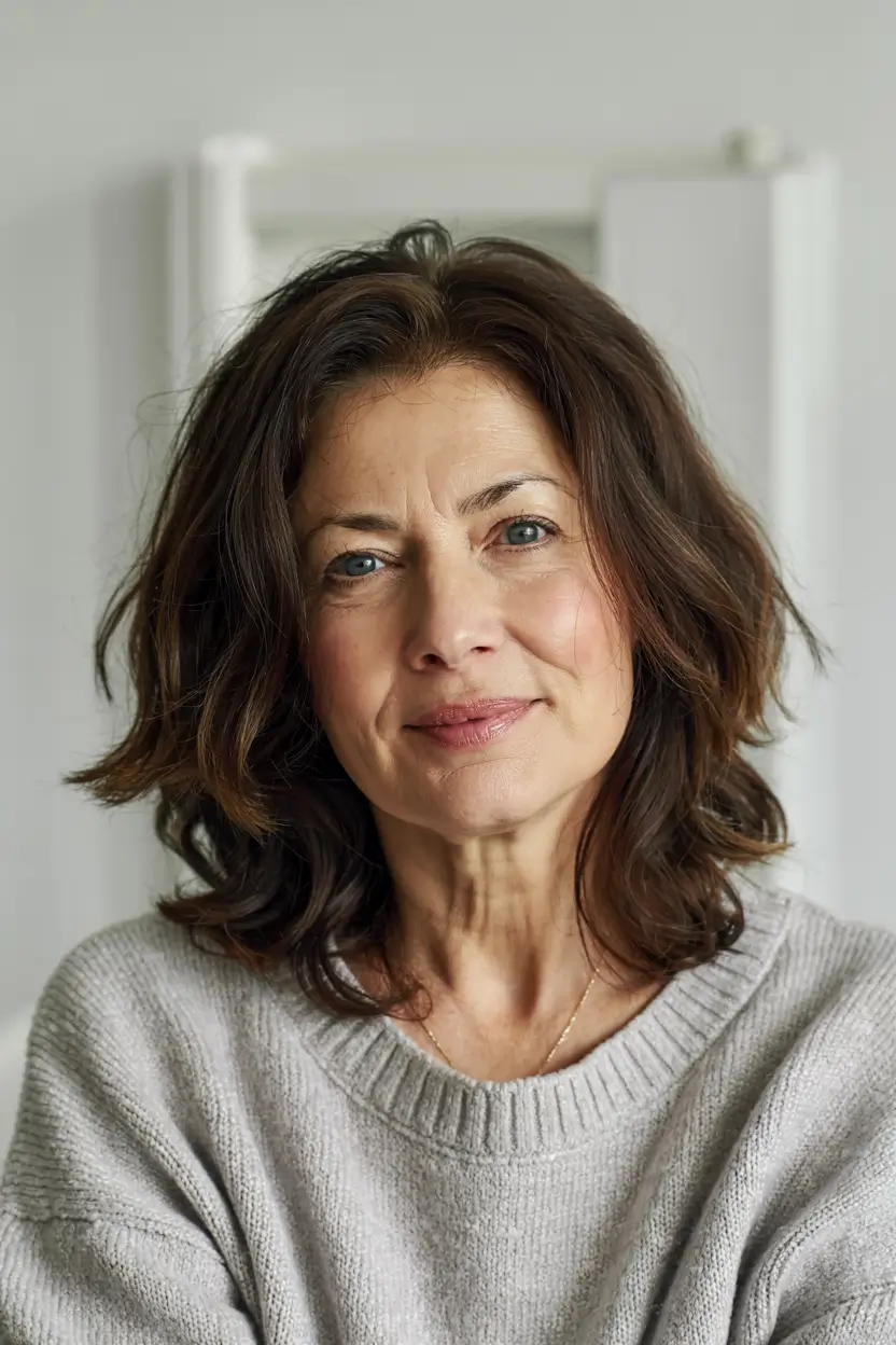 fall 2025 haircuts for women over 40+Natural Tousled Texture on Mature Layers