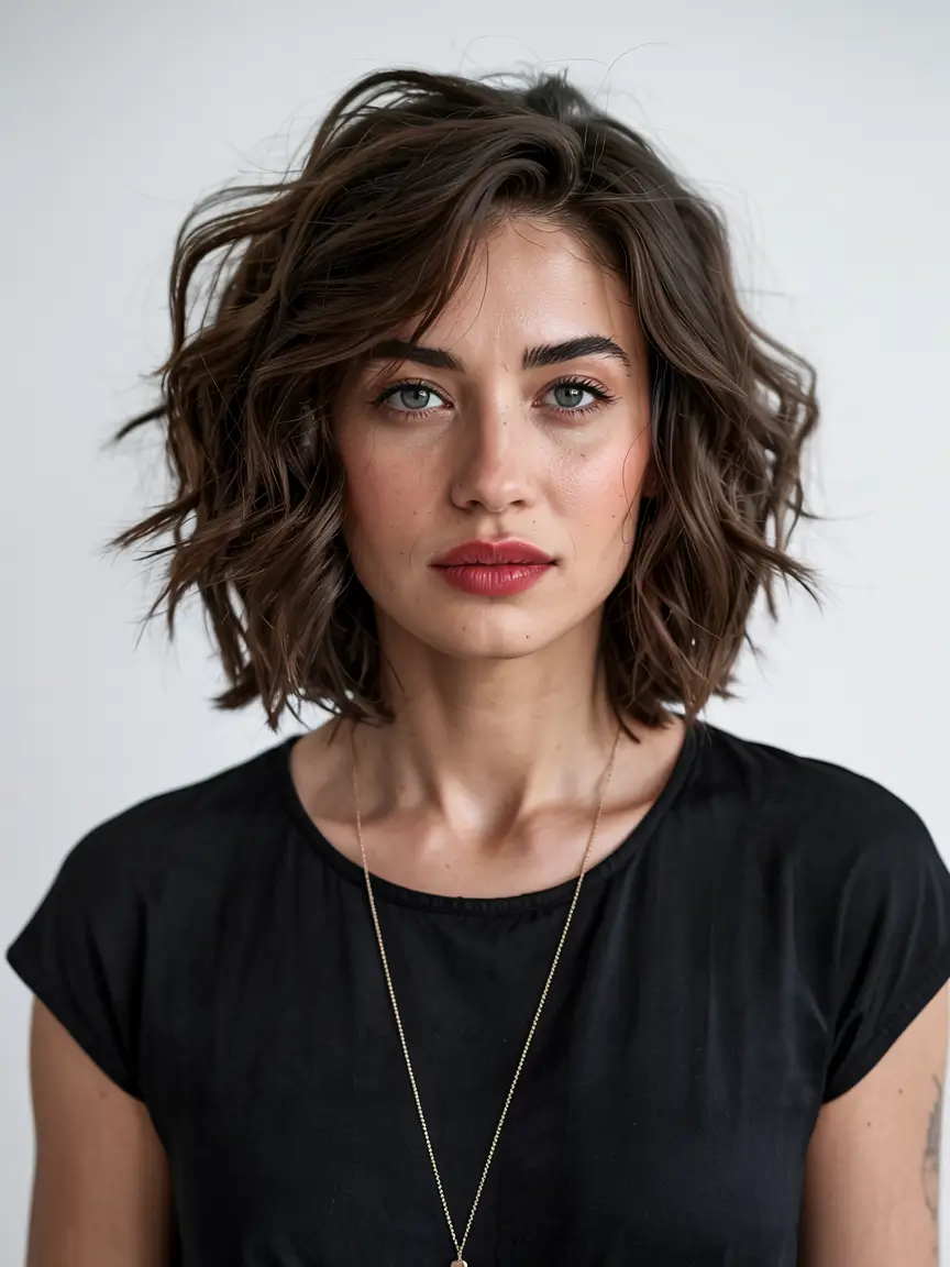 fall 2025 haircuts for women over 40+Dark Chocolate Shag with Windswept Layers