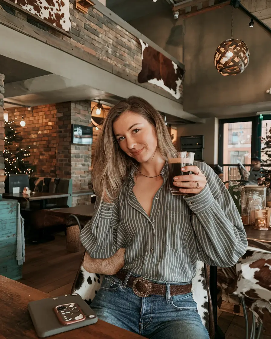 fall birthday outfit ideas 2025 Western Charm in Denim and Stripes