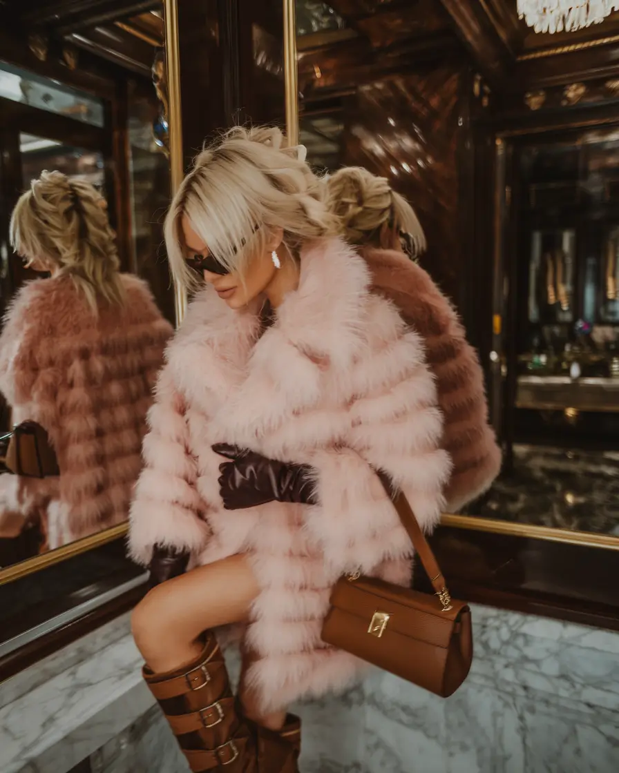 fall birthday outfit ideas 2025 Pink Power in Luxe Faux Fur