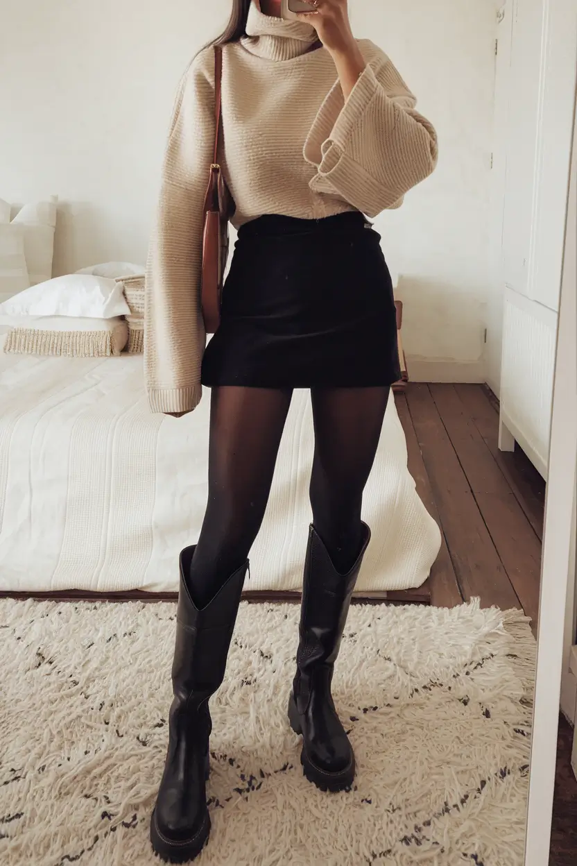 fall birthday outfit ideas 2025 Chunky Knit Meets Birthday Boots