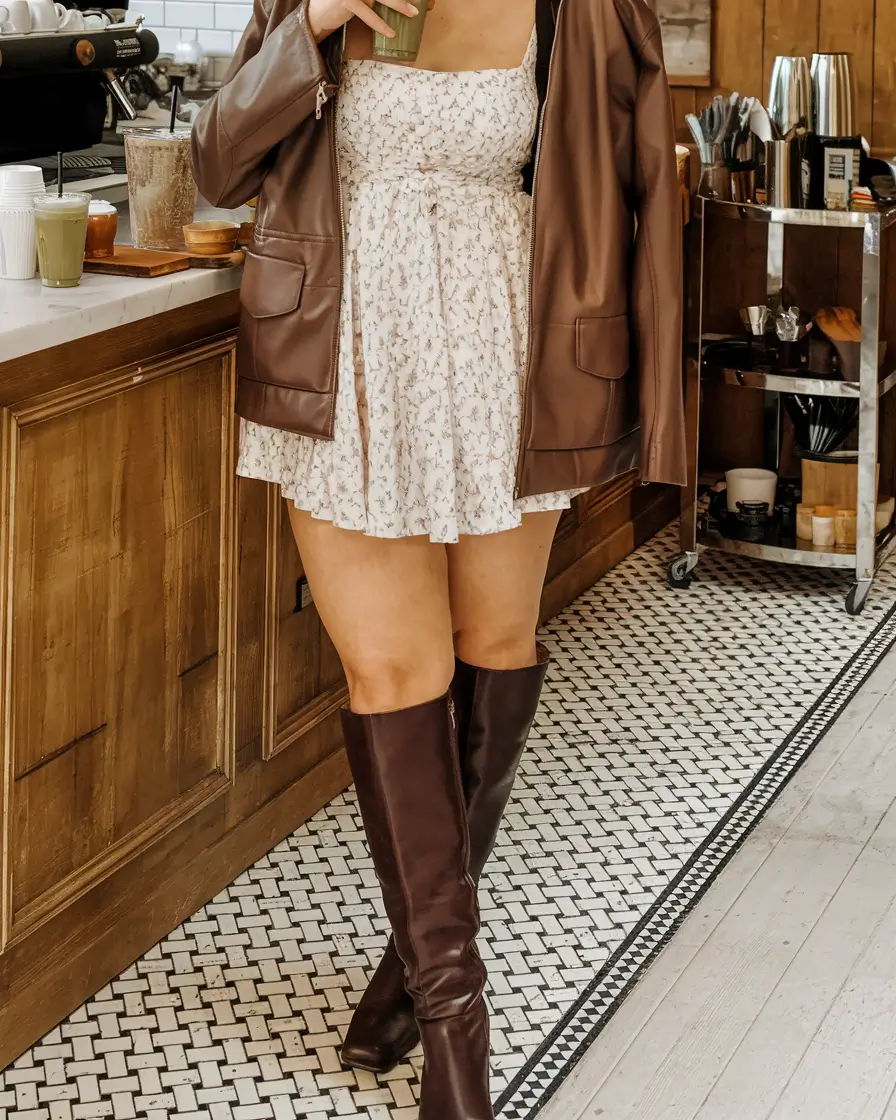 fall birthday outfit ideas 2025 Sweet Florals with a Leather Edge