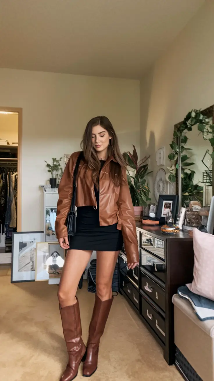 fall birthday outfit ideas 2025 Birthday Bombshell in Brown and Black