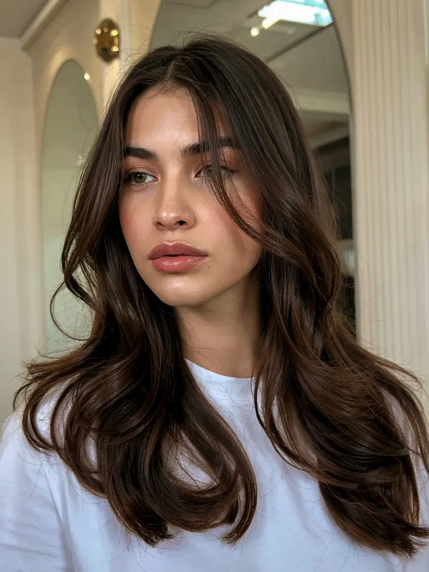 fall brown hair color ideas 2025 Dimensional Brunette Flip