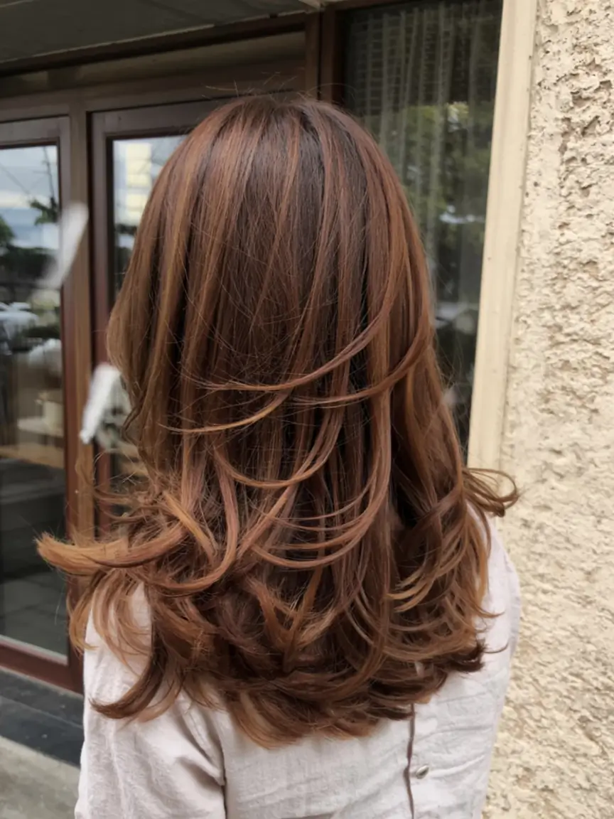 fall brown hair color ideas 2025 Feathered Cinnamon Flow