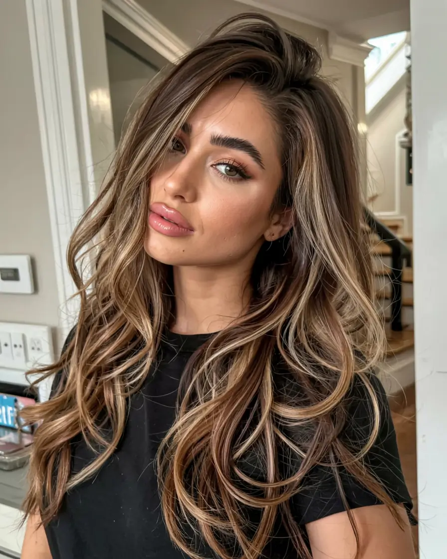 fall brown hair color ideas 2025 Golden Mocha Balayage