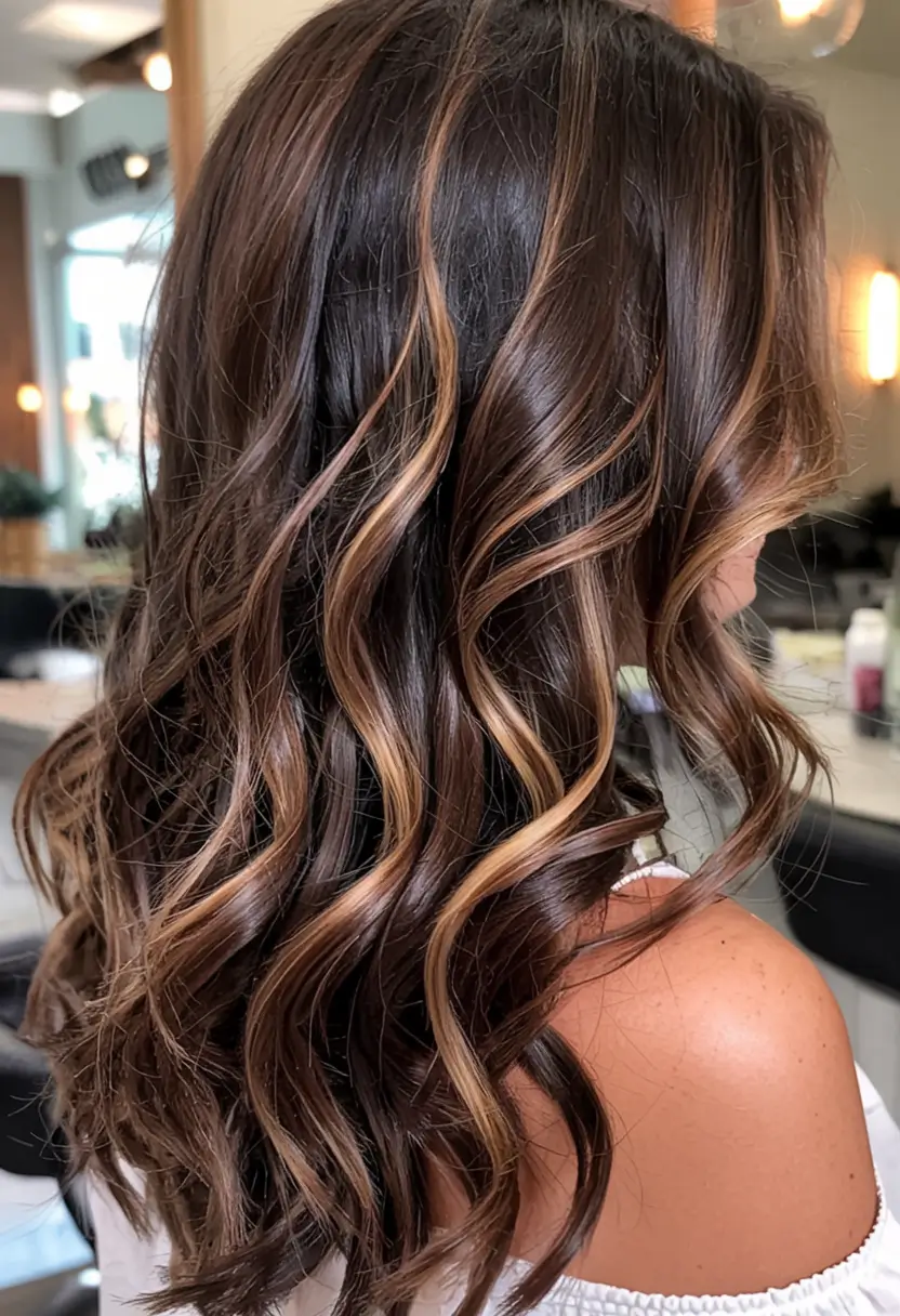 fall brown hair color ideas 2025 Toffee Swirl Dimension