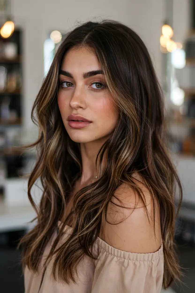 fall brown hair color ideas 2025+Glossed Mahogany Perfection