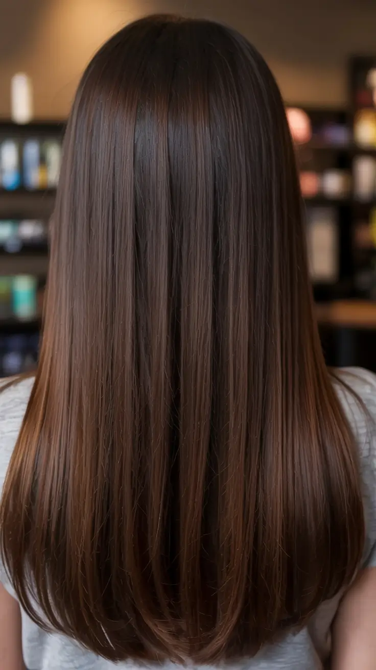 fall brown hair color ideas 2025 Espresso Brown Gloss