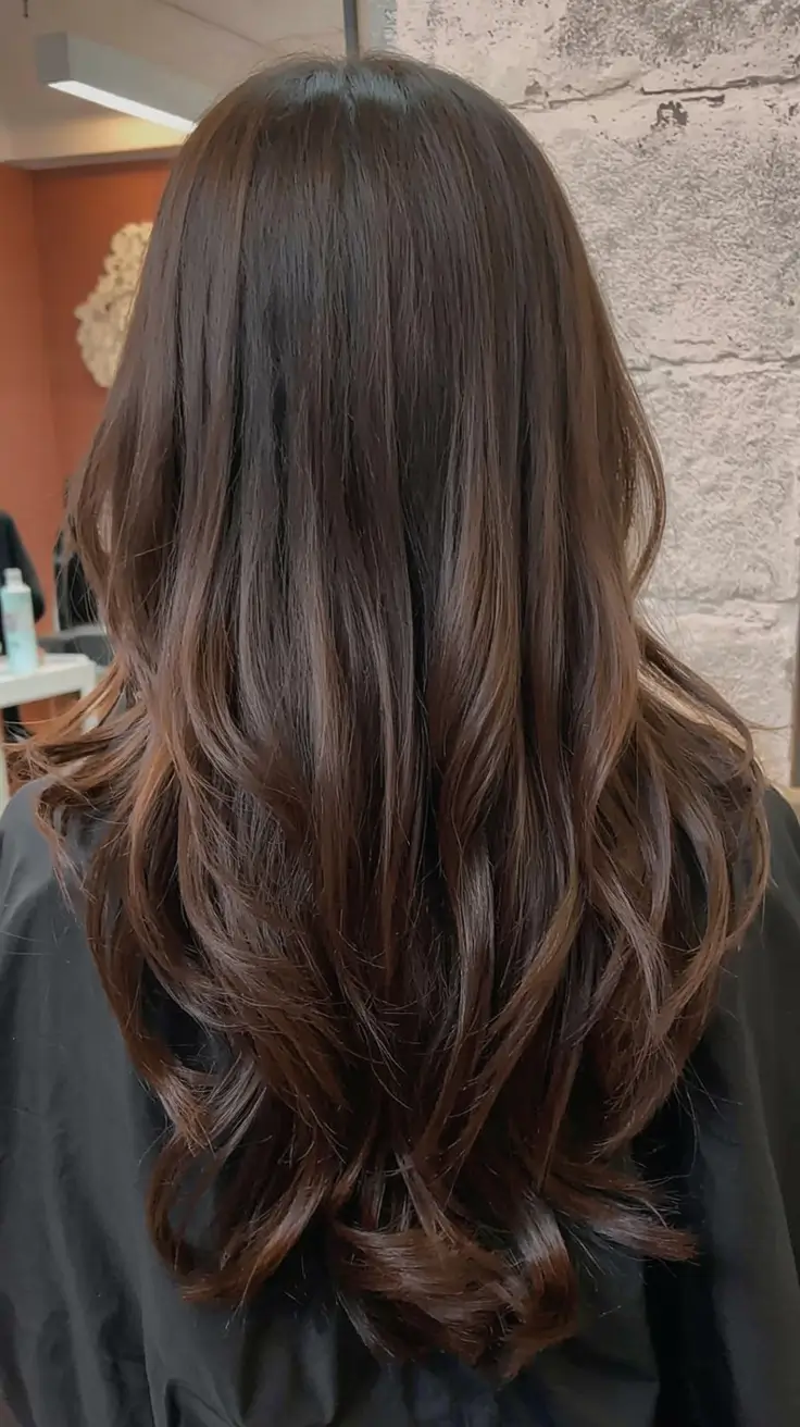 fall brunette hair color ideas 2025 Shadow Root Melt with Cocoa Ends