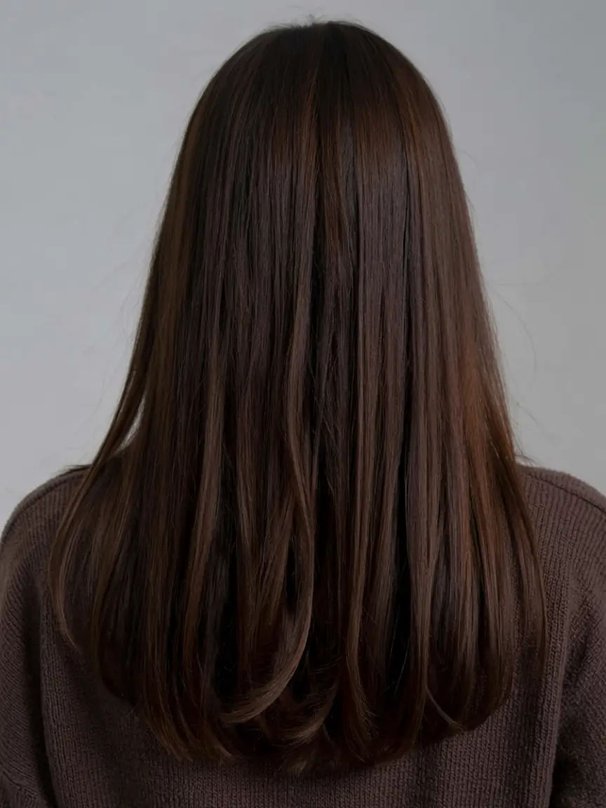 fall brunette hair color ideas 2025 Polished Chestnut Brown Midlength