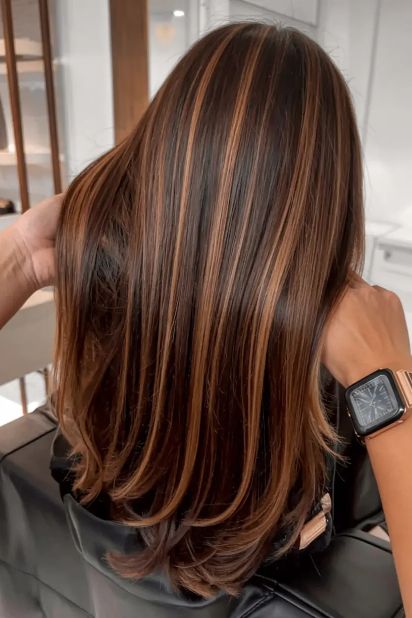 fall brunette hair color ideas 2025 Low-Maintenance Rich Brown with Subtle Sheen