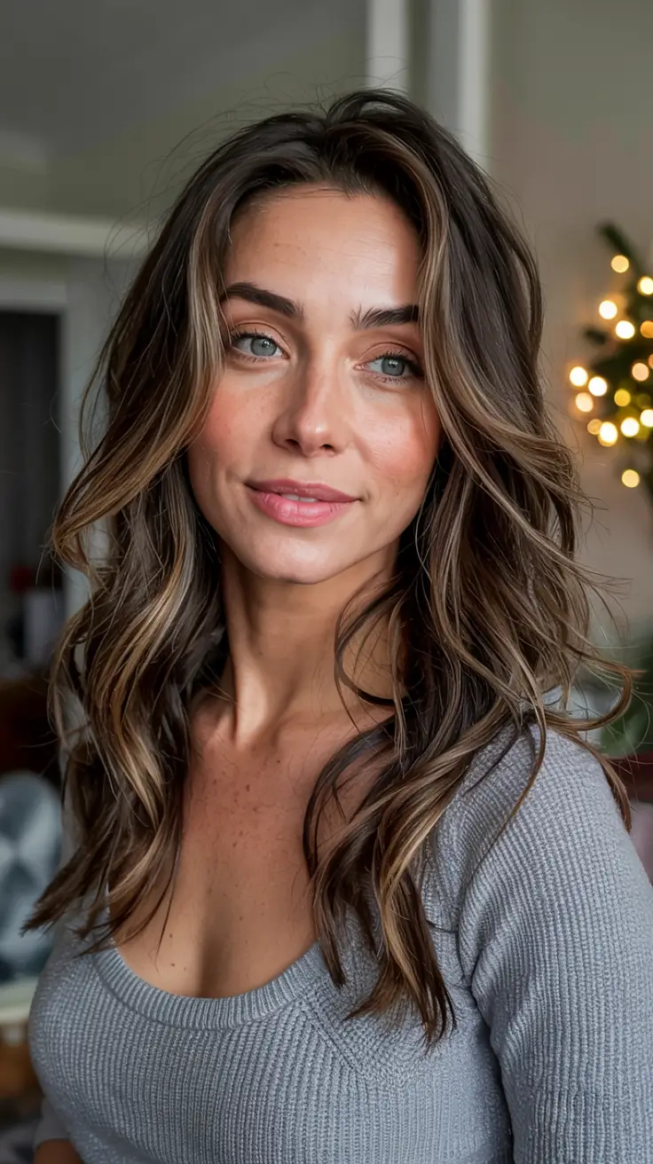 fall brunette hair color ideas 2025 Tousled Brunette with Lived-In Balayage