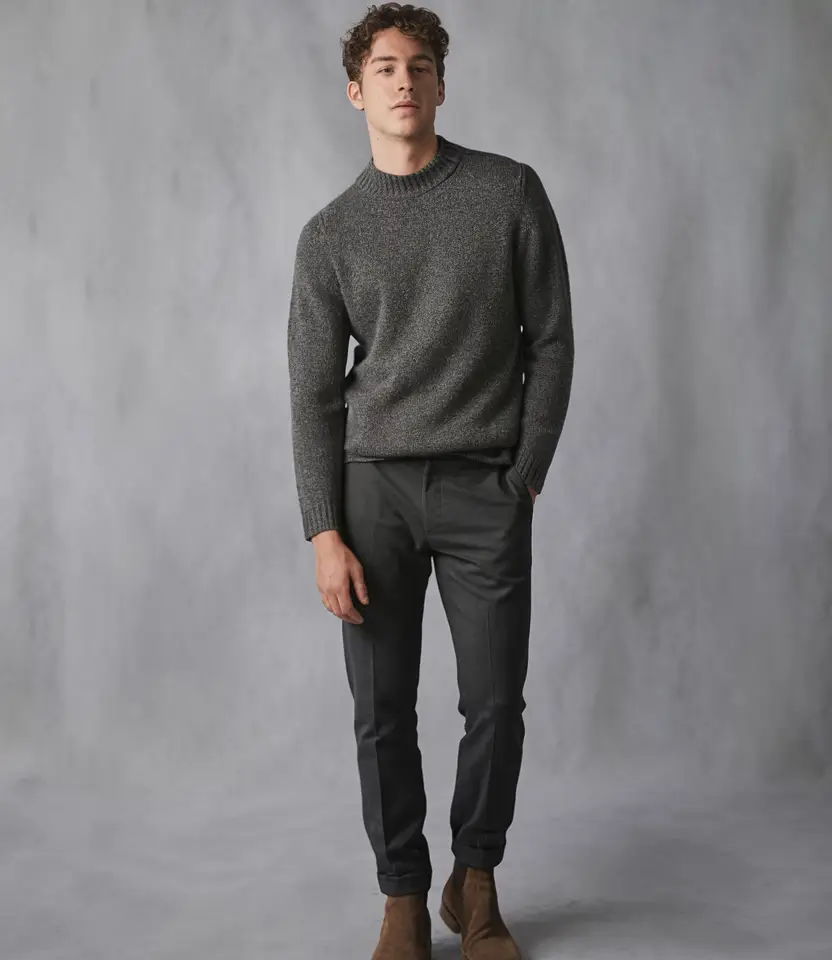 fall business casual outfits for men 2025+Cool Charcoal and Cold Weather Texture