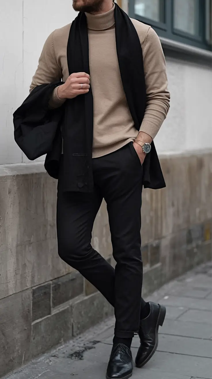 fall business casual outfits for men 2025 Layered Neutrals for a Rainy Day Mood