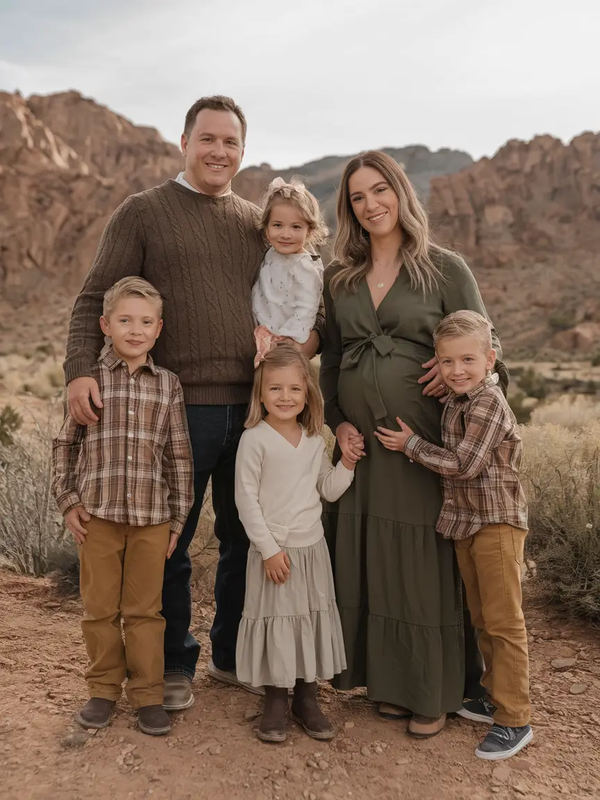 fall family pictures outfits ideas 2025-Layered Earthtones in a Desert Palette