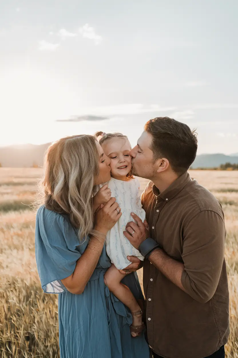 fall family pictures outfits ideas 2025-Golden Fields and Dusty Blues