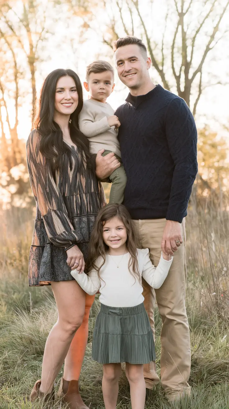 fall family pictures outfits ideas 2025-Earthy Neutrals Meet Modern Layers