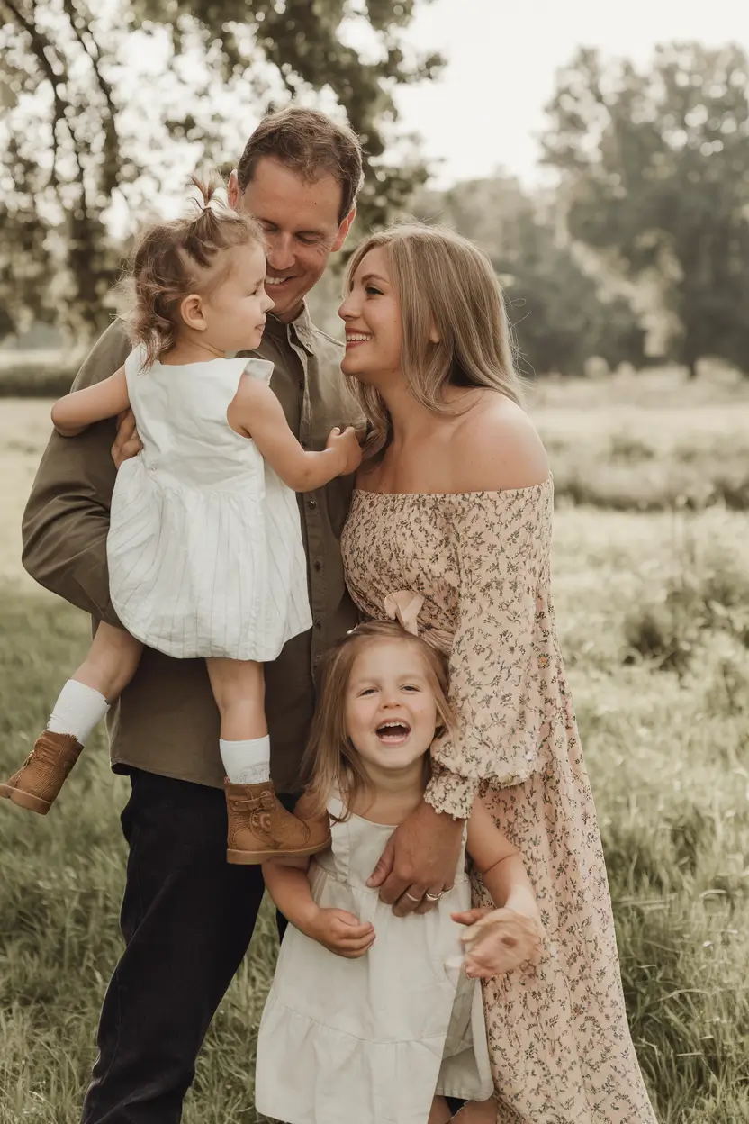 fall family pictures outfits ideas 2025-Floral Prairie Romance Meets Barefoot Fun