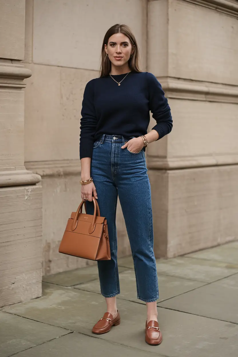 fall fashion inspo for women 2025 Navy and Caramel: Luxe Meets Everyday