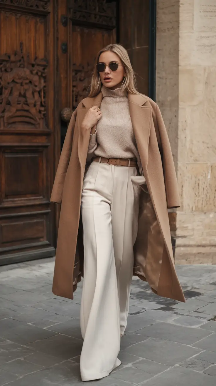 fall fashion inspo for women 2025 Tailored Luxe in Cream and Sand