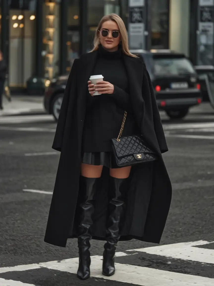 fall fashion inspo for women 2025 Chic Noir with a Bold Urban Edge