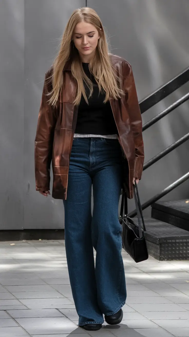 fall fashion inspo for women 2025 90s Leather and Denim, Reborn