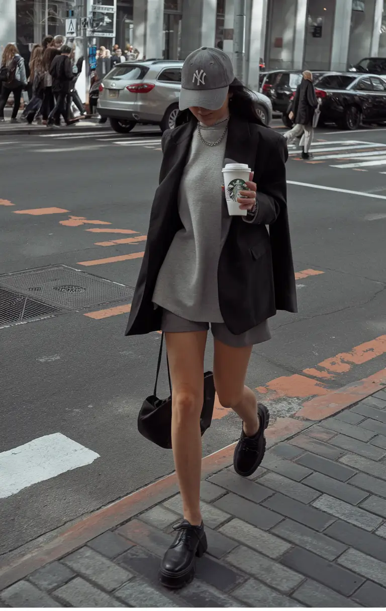 fall fashion inspo for women 2025 Cool-Girl Uniform: Blazer, Cap, and Shorts
