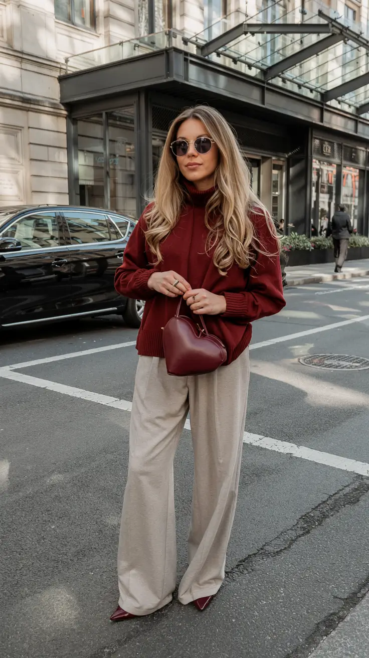 fall fashion outfits ideas 2025+Crimson Casual With a Twist