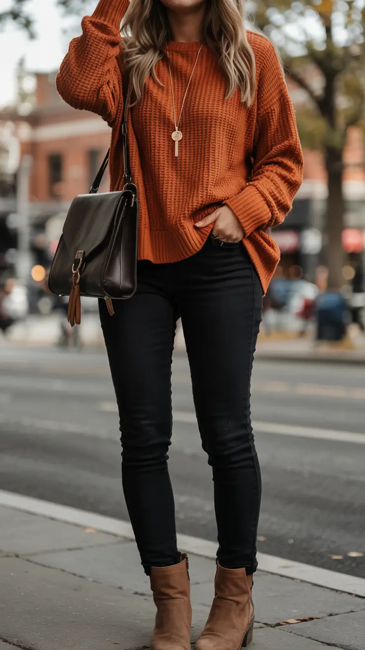 fall fashion trends for women 2025 Burnt Orange + City Rhythm