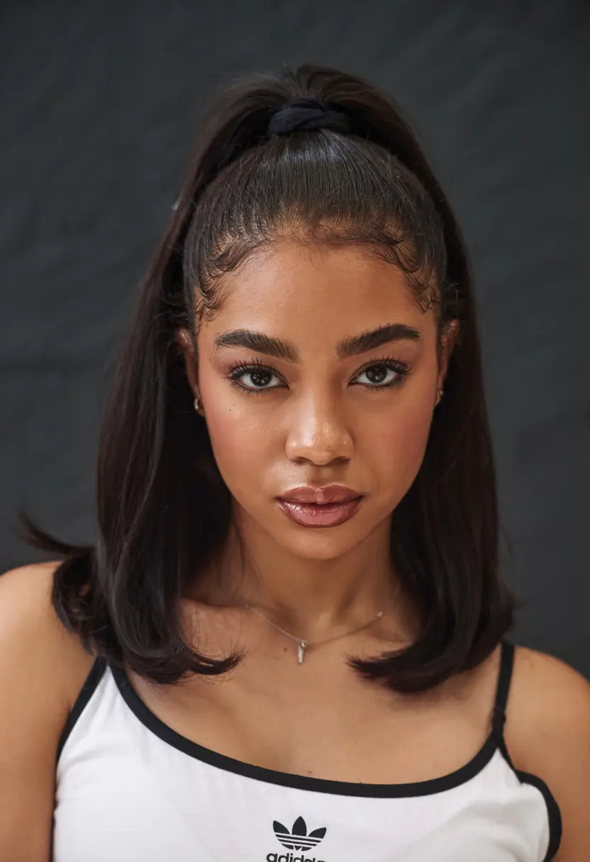 fall hair color for black women ideas 2025 Silky Mocha High Pony