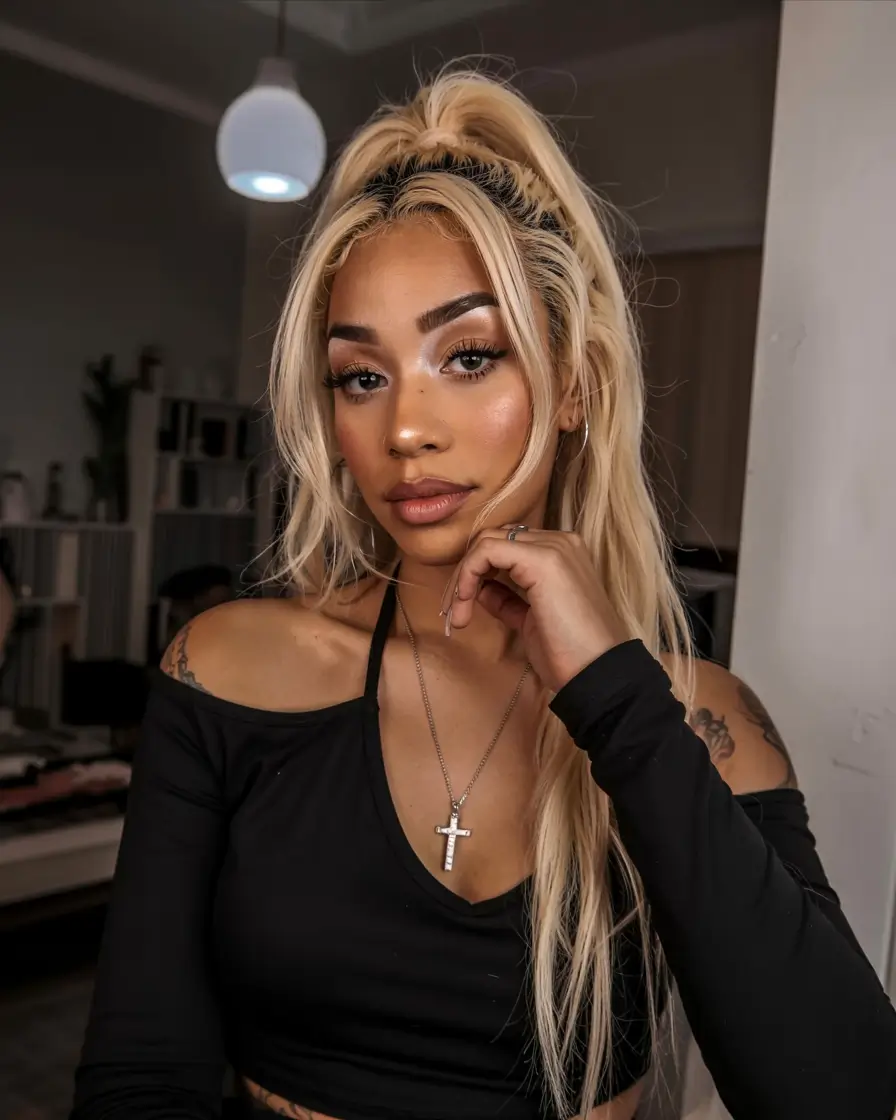 fall hair color for black women ideas 2025 Barbie Blonde Flip Pony