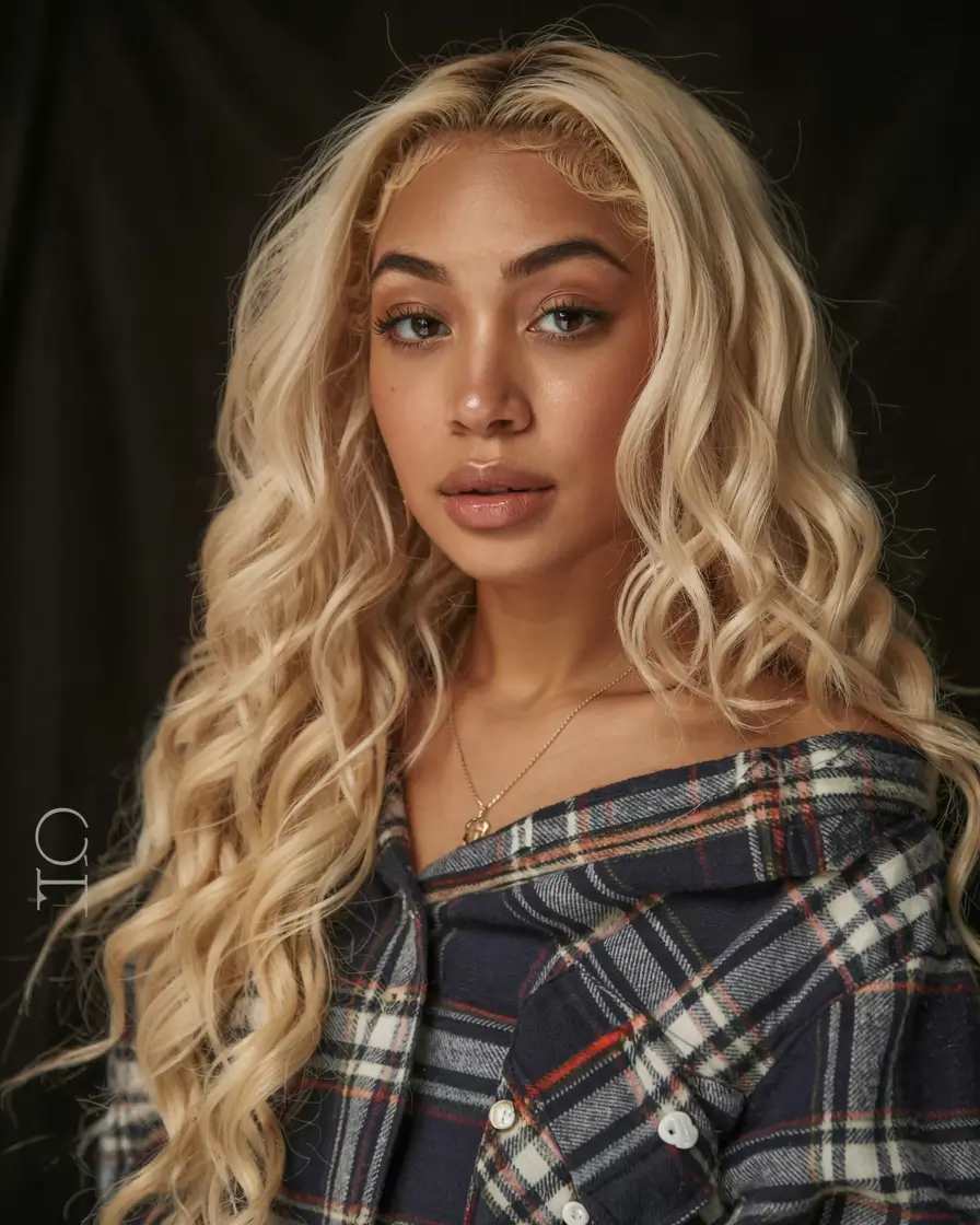 fall hair color for black women ideas 2025 Buttered Vanilla Hollywood Curls