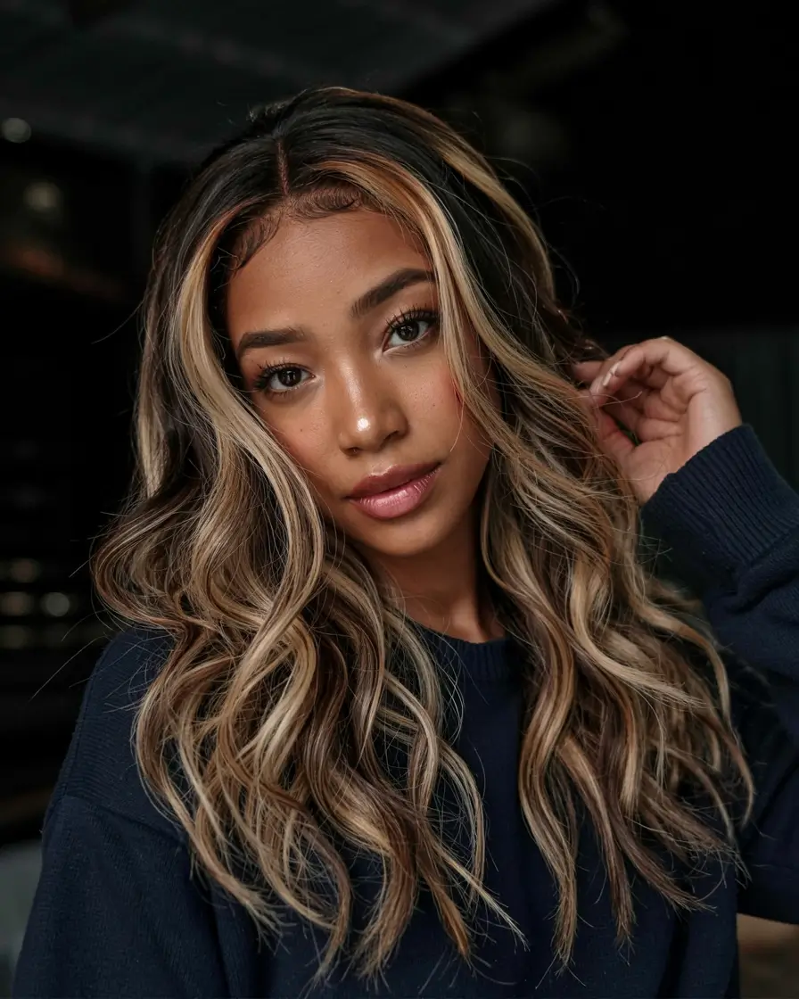fall hair color for black women ideas 2025 High-Contrast Hazelnut Highlights