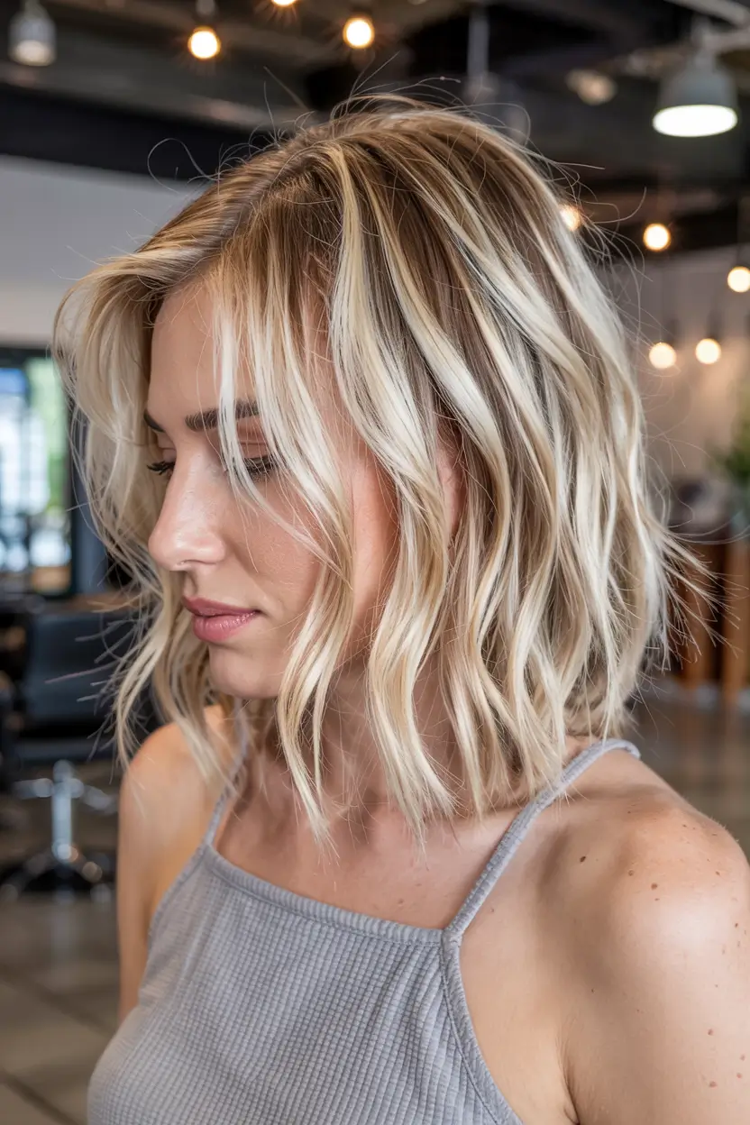 fall hair color for blondes ideas 2025+Platinum-Melt Lob with Sandy Undertones