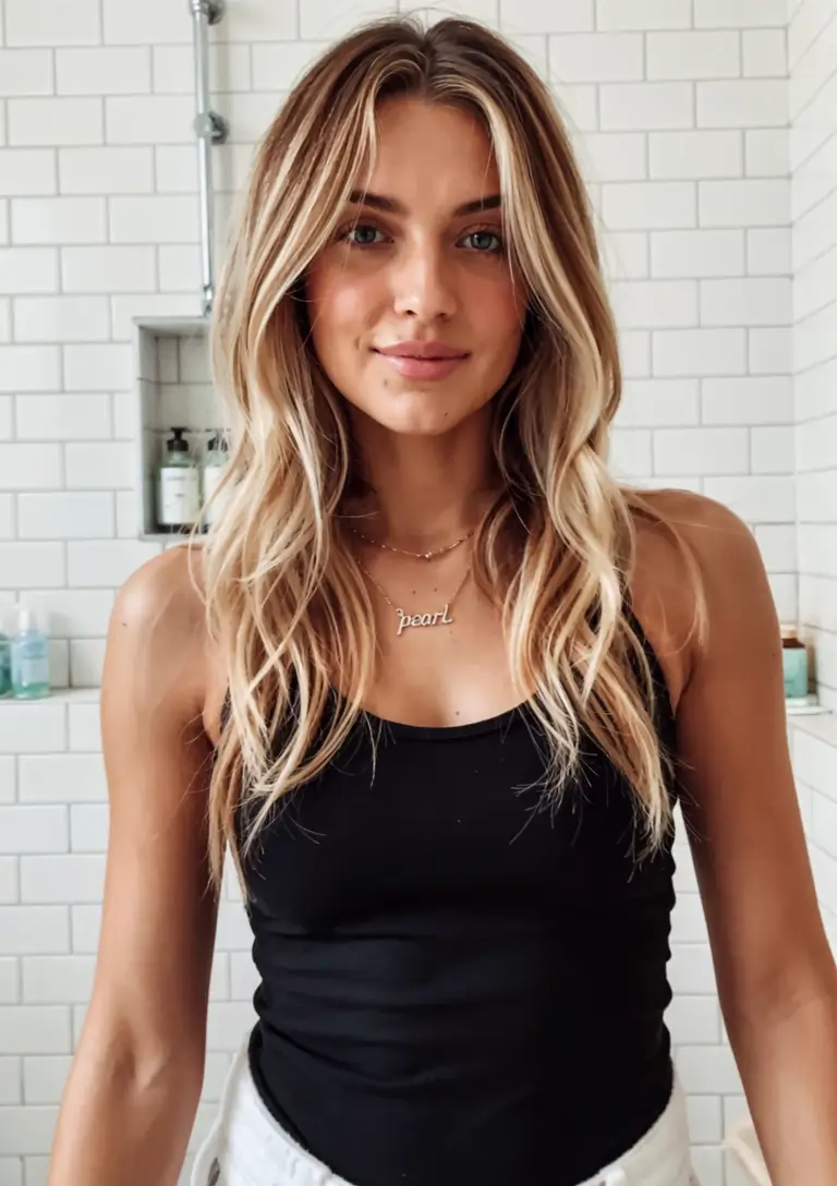 fall hair color for blondes ideas 2025+Rooted Caramel Blonde with Face-Framing Layers