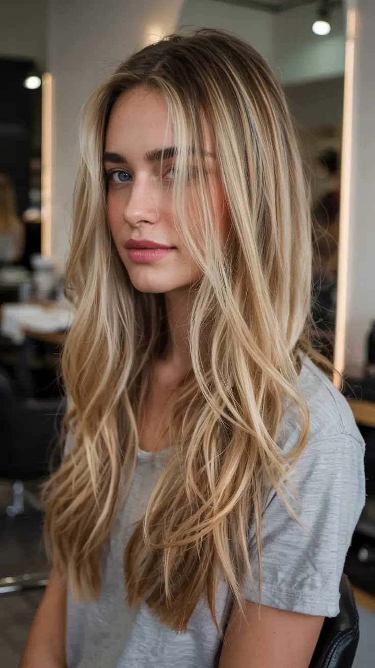 fall hair color for blondes ideas 2025+Sand-Dune Blonde with Soft Layers
