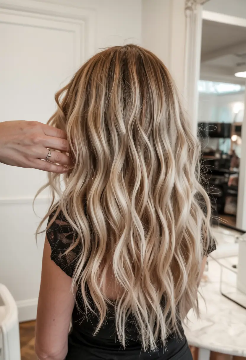 fall hair color for blondes ideas 2025+Milky Blonde Curls with Blended Dimension