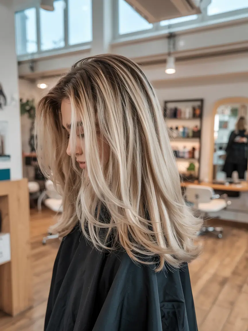fall hair color for blondes ideas 2025+Bright Cream Blonde with Full Volume Layers