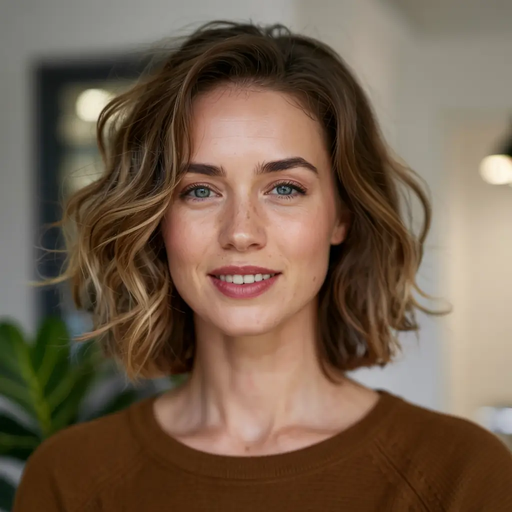 fall hair color ideas 2025 for women over 40+Warm Taupe Bob With Barely-There Highlights