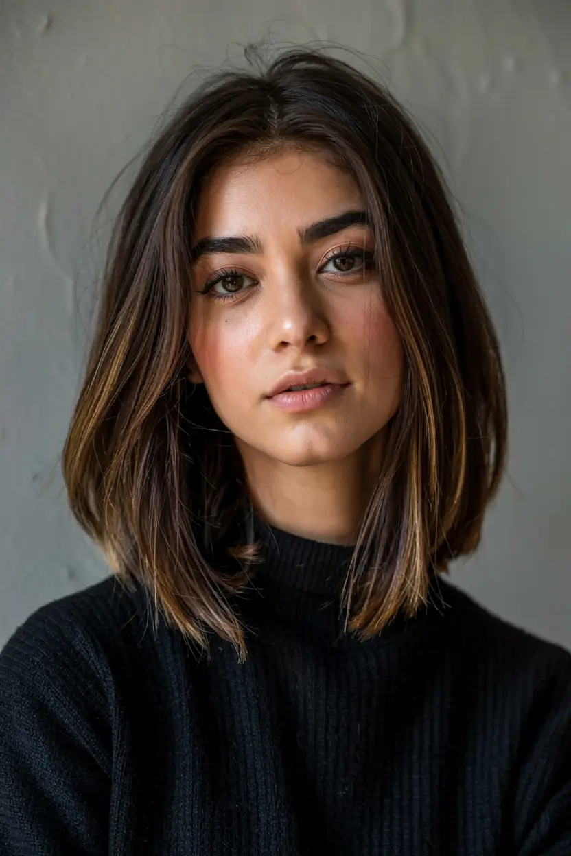 fall hair color ideas 2025 for women over 40+Chic Coffee Bean Bob With Face-Light Ends