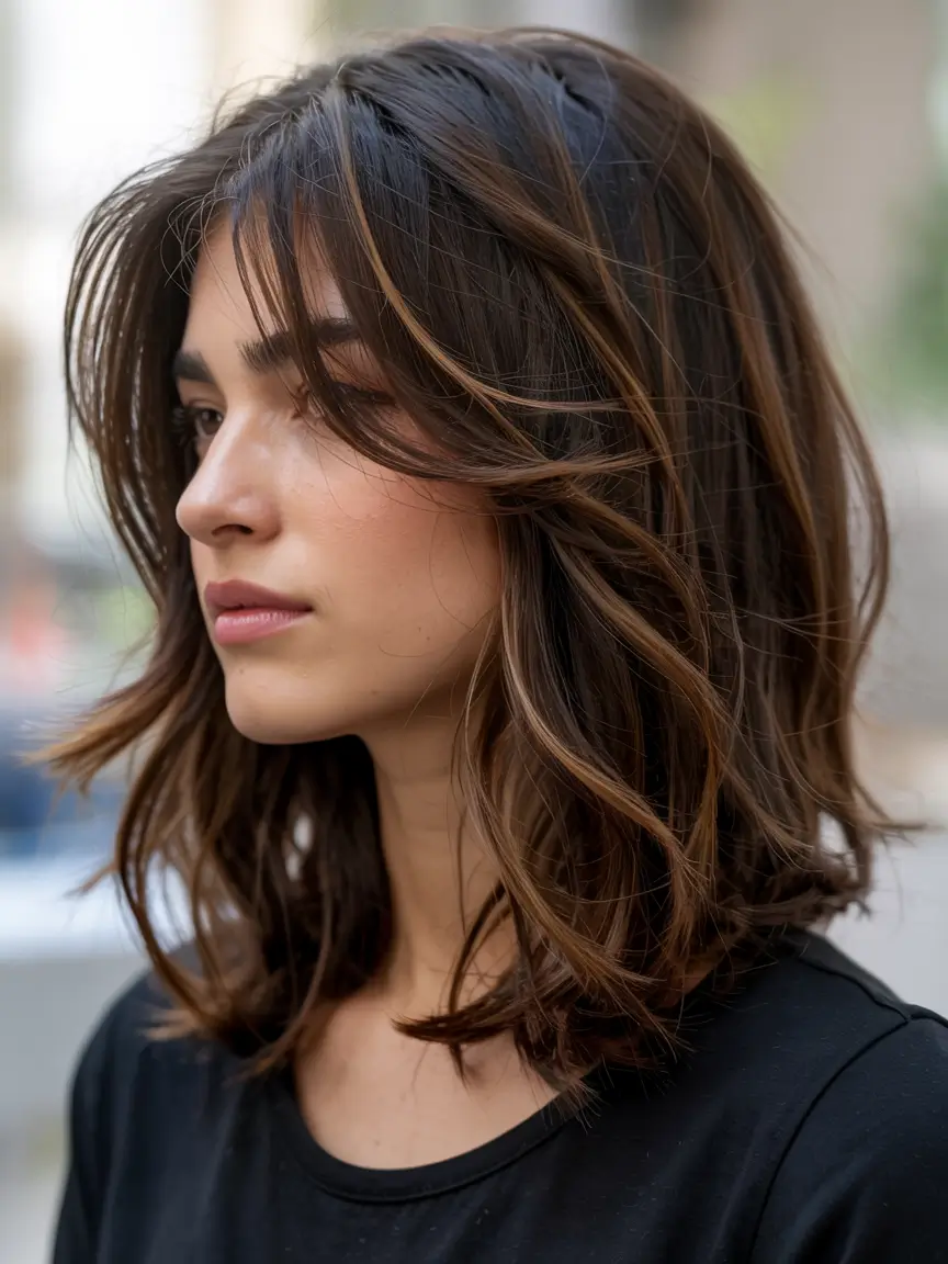 fall hair color ideas 2025 for women over 40 Effortless Soft Layers with Chocolate Balayage