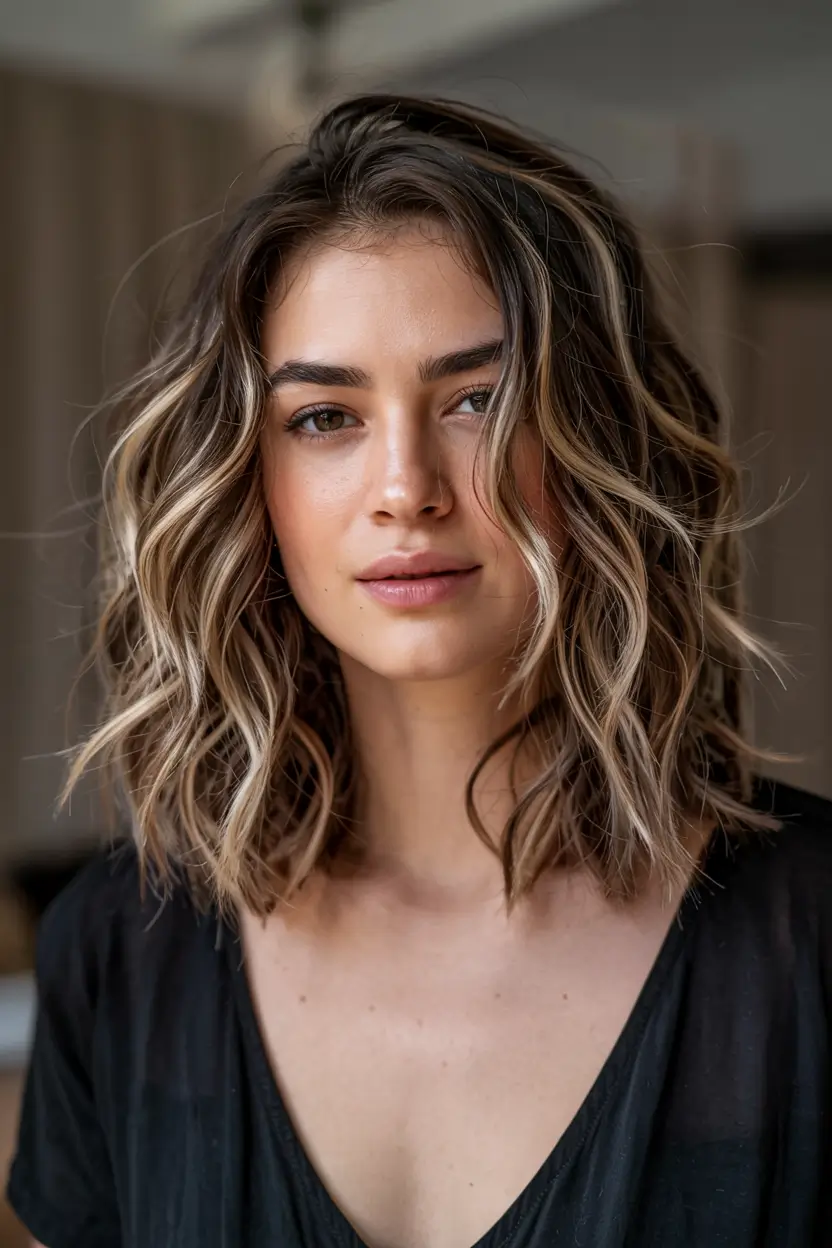 fall hair color ideas 2025 for women over 40+Dimensional Waves With Espresso Highlights