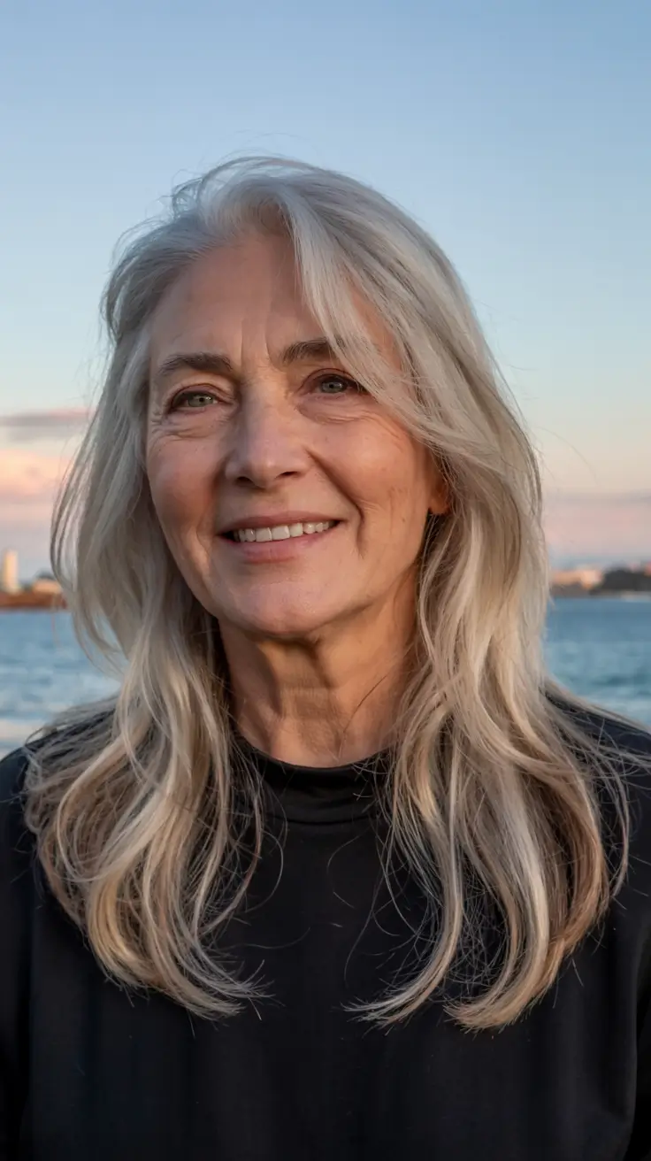 fall hair color ideas 2025 for women over 50+Frosted-Sand-Blonde-with-Natural-Flow