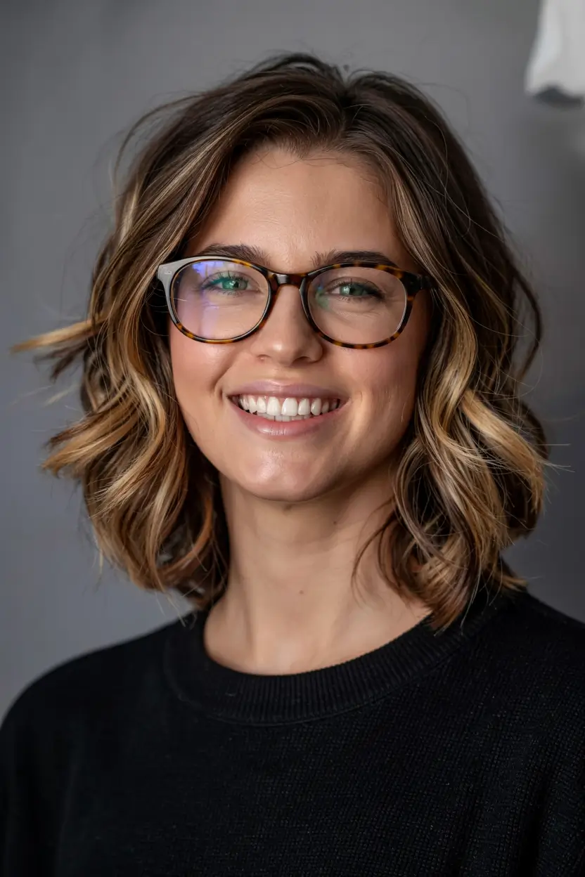 fall hair color ideas 2025 for women over 50+Toffee-Tipped-Brunette-Waves-with-Bright-Face-Frame